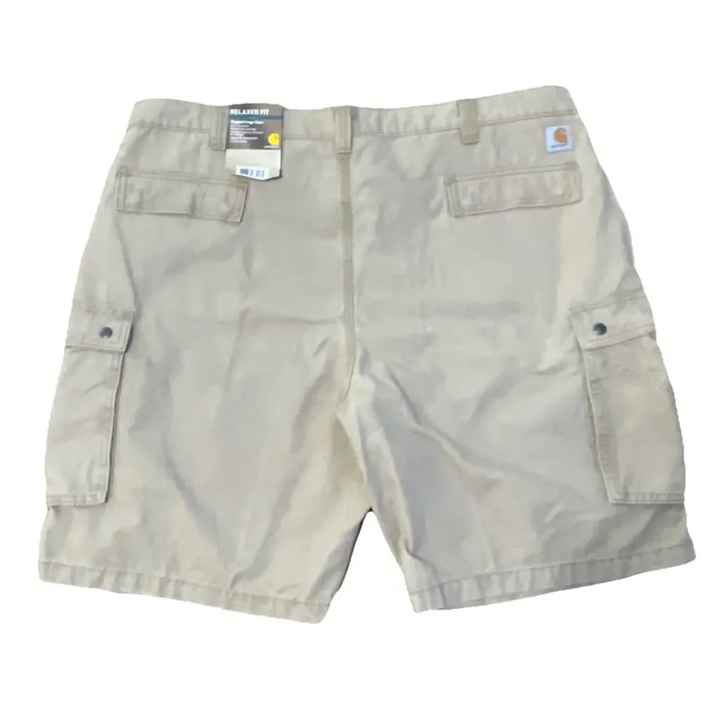 CARHARTT Cargo Shorts Relaxed Rugged Khaki Tan Big‎ Sz 46 100% Cotton NWT Hiking